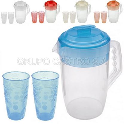 Foto de Jarra Bonita 2.5 lts C/2 vasos Tropical 24.7 alt  REY X 13.4anx20.3 la RWX006600