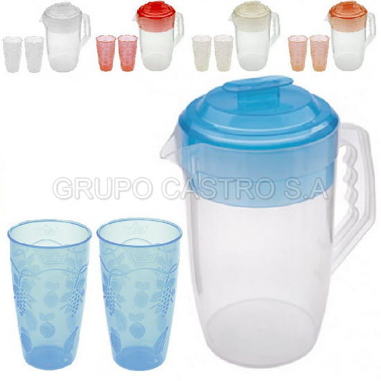 Foto de Jarra Bonita 2.5 lts C/2 vasos Tropical 24.7 alt  REY X 13.4anx20.3 la RWX006600