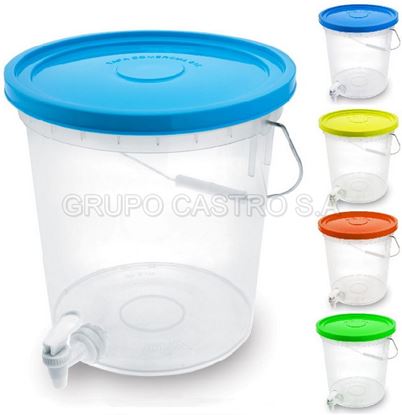 Foto de Balde comercial 20ltrs Rey con tapa, asa metal y caño BLX503100