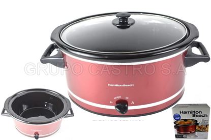 Foto de Olla cocimiento lento Hamilton 8QT/ 7.57lts HB33184 ovalada  roja 