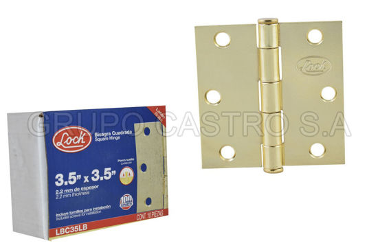 Foto de PAR BISAGRA 3,5X3,5"/2mm DORADO/BRILLANTE LBC35LB LOCK 