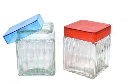 Foto de *SEGUNDA* Recipiente cuadrado vidrio pequeño 550ml13x10cms tapa presion empaque