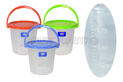 Foto de Balde 1 ltr con tapa plástica Rey BLX003000 12,6 al x13,5anc cms