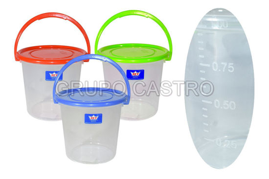 Foto de Balde 1 ltr con tapa plástica Rey BLX003000 12,6 al x13,5anc cms