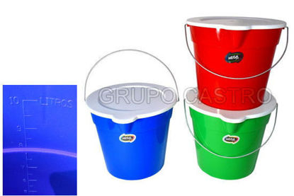 Foto de Cubeta c/medidas 10 ltrs c/tapa AA1122V 24x30 cms megaplast