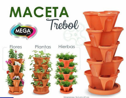 Foto de Maceta trebol 5 niveles c/platera  terracota AA11771V 76,5 X 37 cms megaplast