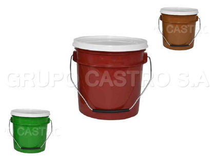Foto de CUBETA 2 gln / 7,5ltrs 22x26cm C/TAPA Y AGARRADERA METALICA AZUL SALVAPLASTIC 8448000000 