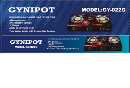 Foto de Estufa gas 3 Quemadores GY-022G chispa sobre vidrio temperado gynipot 70x38x9.4 cms