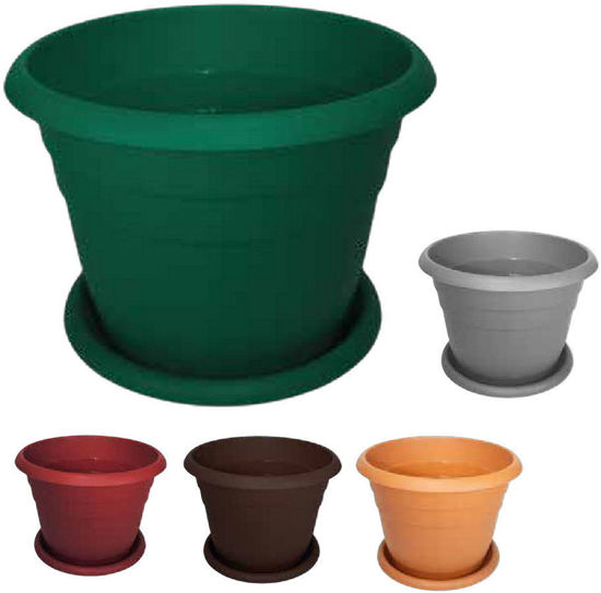 Foto de Maceta c/platera #2 GRIS stampo 28x22.5cms 8litros(48)