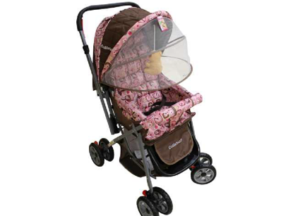 Foto de COCHE BEBE 676-L1029032 ROSADO-GRIS-CHOCOLATE 40X102CMS
