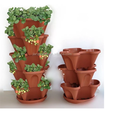 Foto de Maceta trebol 3 niveles c/platera  terracota AA1147V 46 X 37 cms megaplast