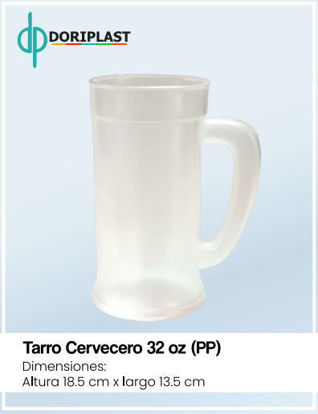 Foto de Jarra Plastica Cervecera Tarro 32 onzas/946 ml 18,5 altx13,5 cms (50) DORIPLAST