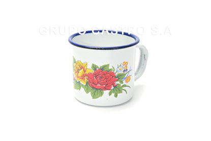 Foto de Jarro loza 7cms Blanco decorado GET19-04 250 ml -8.4 onz (240)