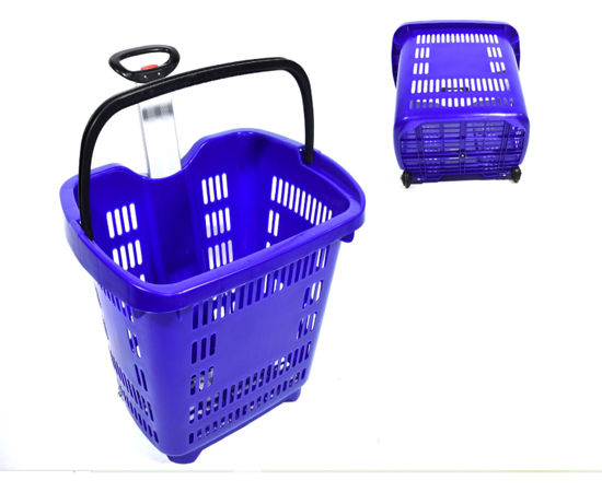Foto de Canasta Supermercado 2 Ruedas Azul 45 ltrs N2P322 43al,49an,37pr cms agarradera aluminio (10)