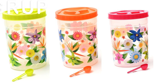 Foto de Recipiente Transp Redondo #5 Alto Dec 2400ml c/cuchara flower GET56-03 (48)