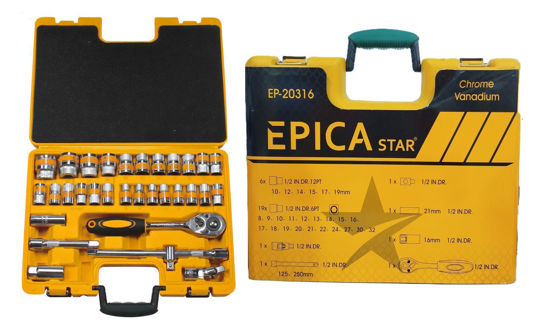 Foto de Ratchet 1/2" Set caja Profesional Vanadium 8x22-24-27-30-32mm 32 pcs EPICA EP-20316 (5)