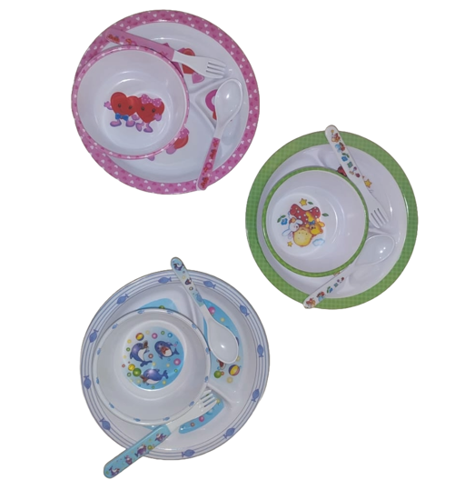 Foto de Jgo 4pcs Platos c/division y Cubiertos melamina 8814 GET29-23 (200) 
