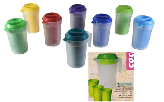 Foto de Pichel Jarra NEOPLAST  1 ltr -c/3vasos combo tropical 1CTJ1V3 11.7diam,18.5alt cms (48)