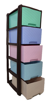 Foto de Gaveero Delux Ratan 5 Niv AA11209V CX15 Multicolor 104x33x43 cms