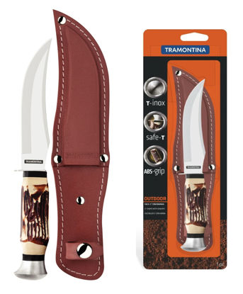 Foto de Cuchillo Deportivo 5" 26010/105 P3F35610 Tramontina Outdoor c/cubierta Marron Acero Inox 22 cms(12) 