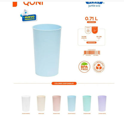 Foto de Vaso Plastico Pastel QONI VSX009500 Reyplast 710 ml 9.2diam,15.1alt cms (432)  