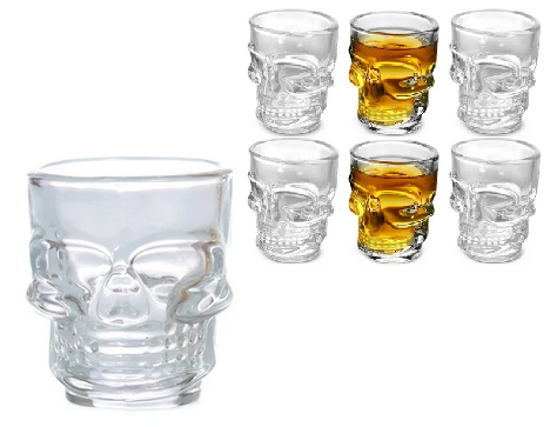 Foto de Copa vidrio pachuca trago Set 6pcs Calavera 50 ml/1,6 onz 5.7x5cms GET70-22 JX-CX KL-550 (6)(24)