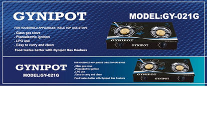 Foto de Estufa gas 2 Quemadores GY-021G chispa sobre vidrio temperado gynipot 70x38x9.4cms