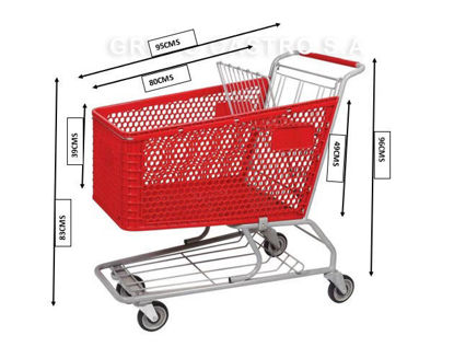 Foto de Carro Supermercado Plástico 150 ltrs rojo O5N2892 96cmsx95cmsx83cms