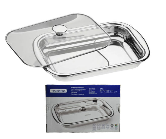 Foto de Bandeja rectang Acero Inox. c/t vidrio 61315/344 34x22.2x9 cms /2.2ltrs Tramontina (6)