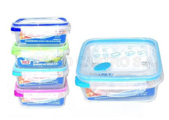Foto de Tooper Hermético Cuad c/valv 0.9 ltrs Reyplast 16.5larg,16.5anc,6.5alt cms TPX040000
