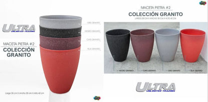 Foto de Maceta Pietra #2 (EG1) AA12080V Negro Granito 42alt,35diam cms  25lts Megaplast