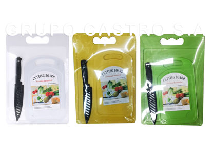 Foto de Tabla Plastica Set 2 pcs + cuchillo O7I2892 33.5x23.5x0.8cms (36)