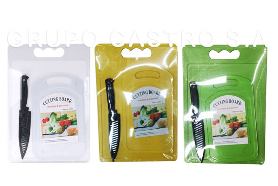 Foto de Tabla Plastica Set 2 pcs + cuchillo O7I2892 33.5x23.5x0.8cms (36)