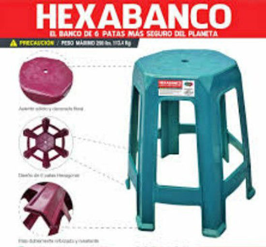 Foto de Banco Hexabanco Q00 Turquesa Aqua AA11700R 100kgs Megaplast 30diam,44alt cms