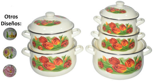 Foto de Olla loza Set 5 pcs c/tapa 18x26 cms 773D/N3C2609 caja
