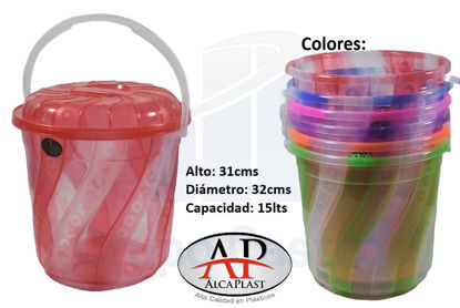 Foto de Cubeta 15ltr c/tapa APG-1221 alcaplast 31alt,32diam (24) veteado