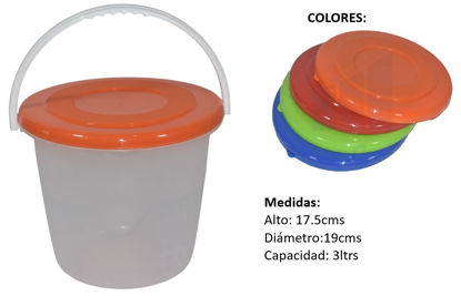 Foto de  Balde 3 ltrs c/t Transp IN213P 19 diam,17.5alt cms Plastikito (72)