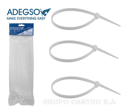 Foto de Set 100 pcs Zuncho Blanco Plast. 4" AD-50520 (3mmx100mm) ADEGSO (600)