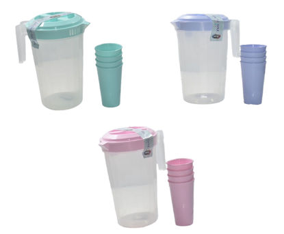 Foto de Jarra Plastica 4 ltrs c/4 vasos16 onz Plastico AA11086V Megaplast 29x18cms