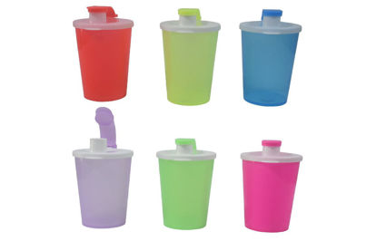 Foto de Vaso plastico 16 onz c/tapa Flip 9cms diam x12.5 alt cms diprossa( 48 )