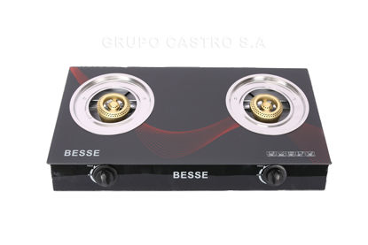 Foto de Estufa Gas 2 Quem. Chispa P432412/P432411 Vidrio Temperado BESSE 70larg,34.5anc,8alt cms (1)