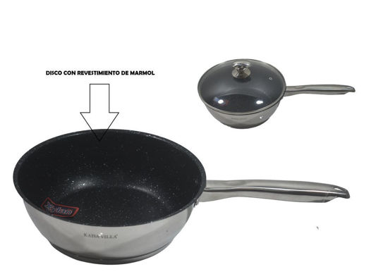 Foto de Sarten Acero Inox 25x8.5cms/3.4L disco Reves Marm c/t vidrio P422401 Kaisa Villa KV-6614