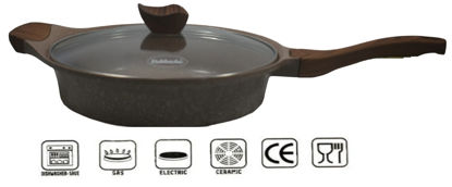 Foto de Sarten Aluminio c/tapa vidrio estilo granito BAKHSEHIE  8 cms alt x28 cms anch. c/t N962401 (2)