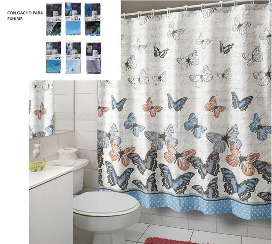 Foto de Cortina Baño Tela 100% Poliester Textil Calidad Repelente Agua YN01 180x180 cms NAA323 (72)