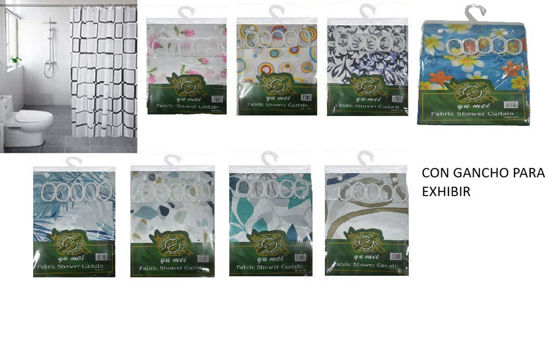 Foto de Cortina Baño Tela 100% Poliester Repelente Agua YA02 YUMEI 170x180 cms NAA326 (100)