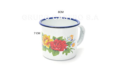 Foto de Jarro loza 7cms Blanco decorado GET19-04 250 ml -8.4 onz (240)