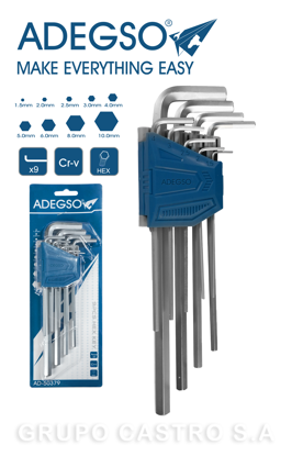 Foto de Llave Hexagonal (Allen) Media Jgo 9 pcs 1.5/2/2,5/3/4/5/6/8/10 mm AD-50379 ADEGSO (48)