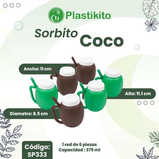 Foto de Botella agua Sorbito Coco SP333 12 onz/375ml 11.1 alt x11anc cms plastikito(72)