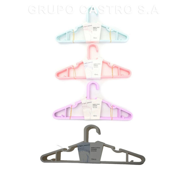 Foto de Percha plastica Set 10 pcs adulto colores GET53-03 39.5cms (60)