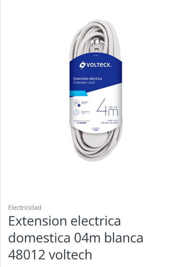 Foto de EXTENSION BLANCA ED-4B VOLTECH 4 METROS/16AWG/48012